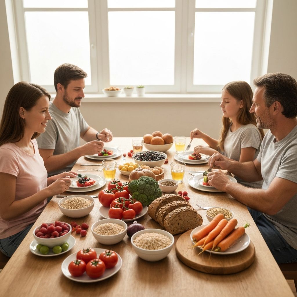Healthy family meal scene