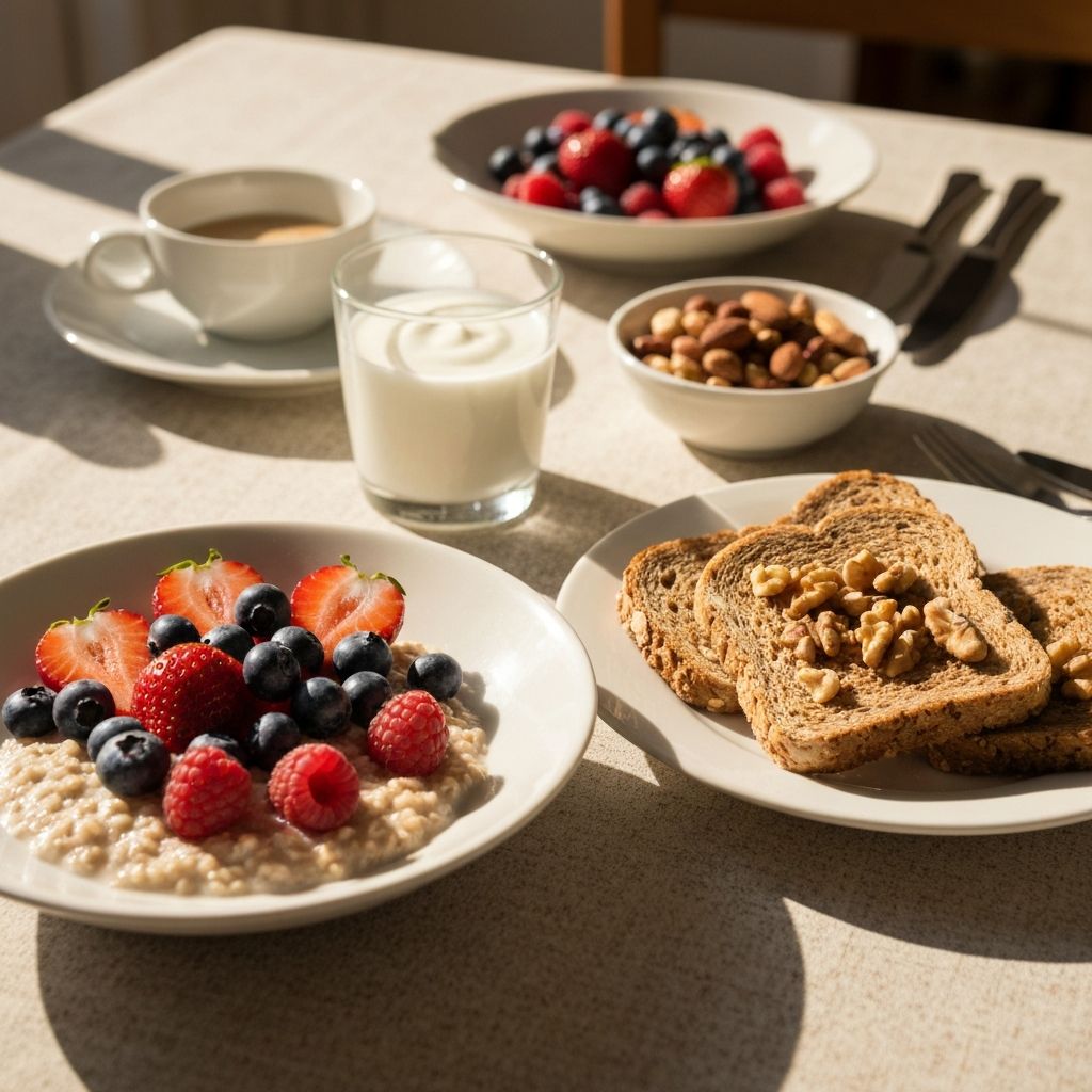 Healthy family breakfast spread